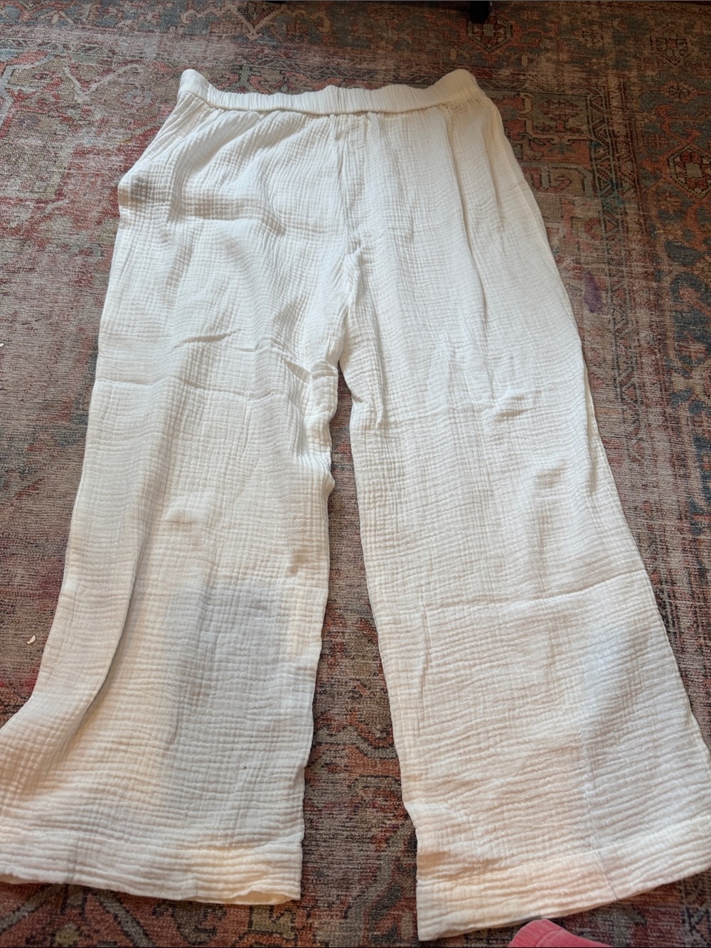 Jenni Kayne Lightweight White Gauze Lounge Pants Large